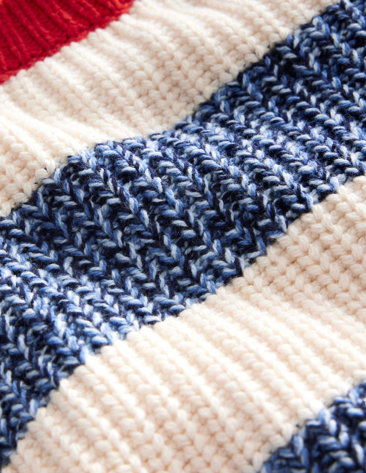 Gestreifter Rippstrick-Pullover-Marineblau Twist/Beige Meliert - Image 3