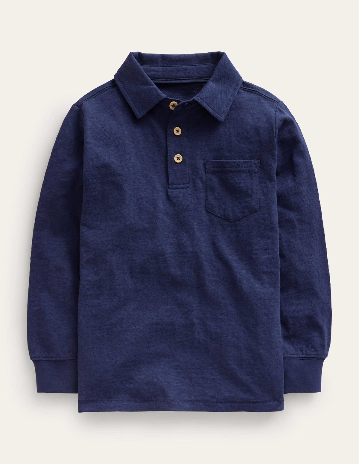 Langärmliges Flammgarn-Poloshirt-Schuluniform-Marineblau-1