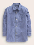 Baumwollhemd-Mazarin-Blau/Naturweiß