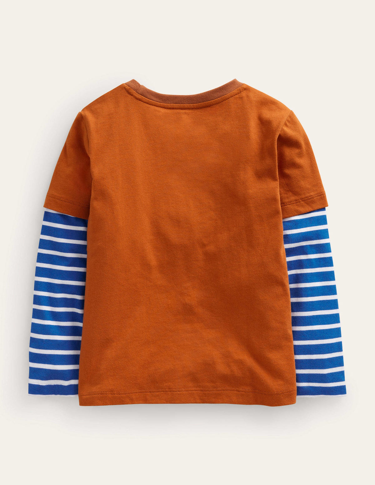 T-Shirt mit überschnittenen Ärmeln und Applikation-Herbstliches Orange Dachs - Image 2