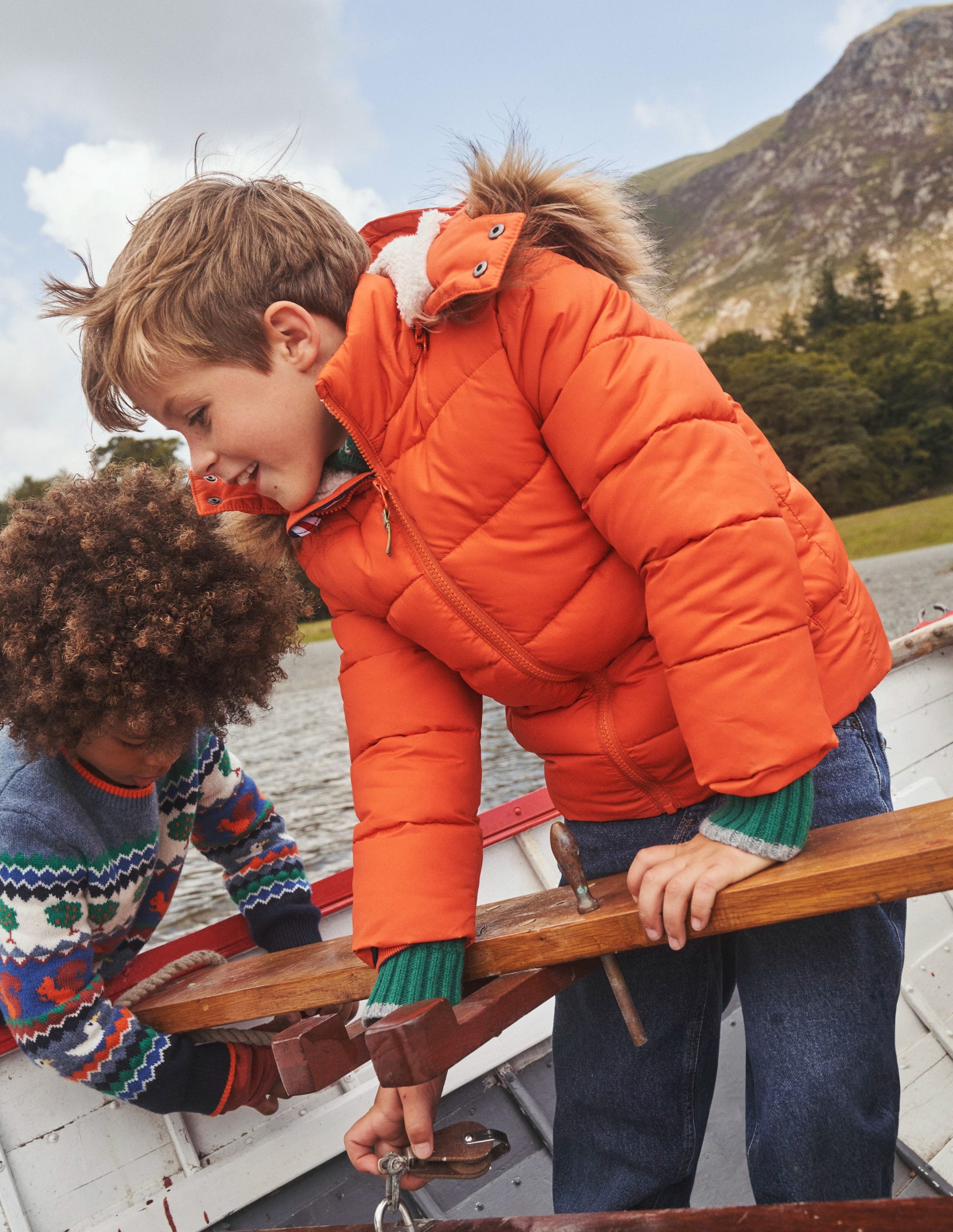 Lustige, wattierte Jacke-Herbst-Ahorn-Orange-5