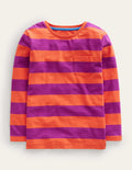 Langärmliges T-Shirt in gewaschener Optik-Herbst-Ahorn-Orange/Pink