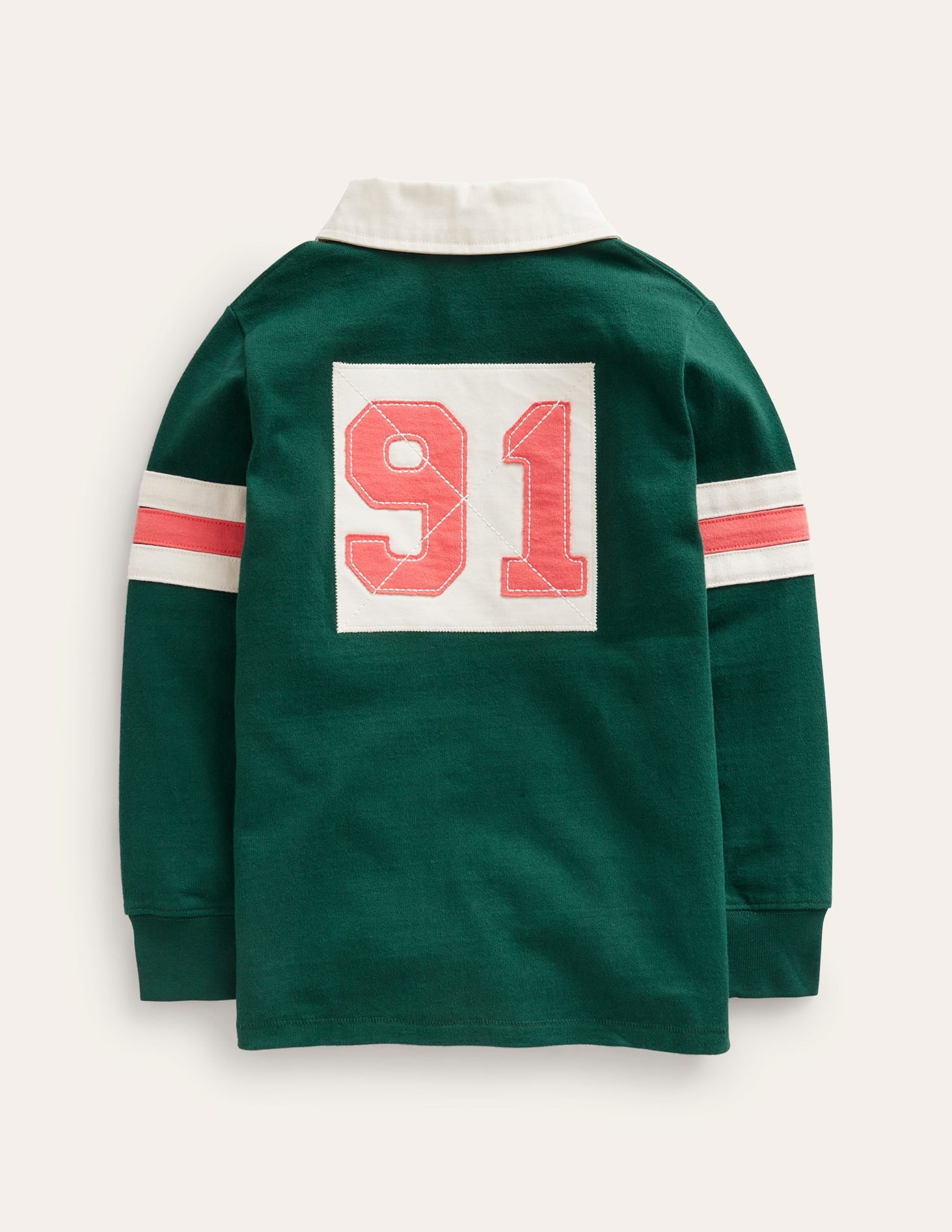 Appliqué Rugby Shirt-Deep Green-2
