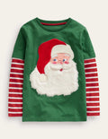 T-shirt père Noël à fausses manches longues-Père Noël vert safari