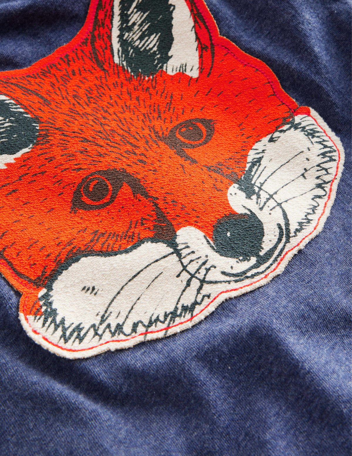 Baumwolloberteil mit Fuchs-Applikation-Schuluniform-Marineblau Meliert-3