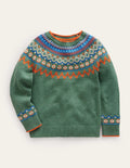 Fair-Isle-Pullover mit Muster-Monster-Grün Meliert
