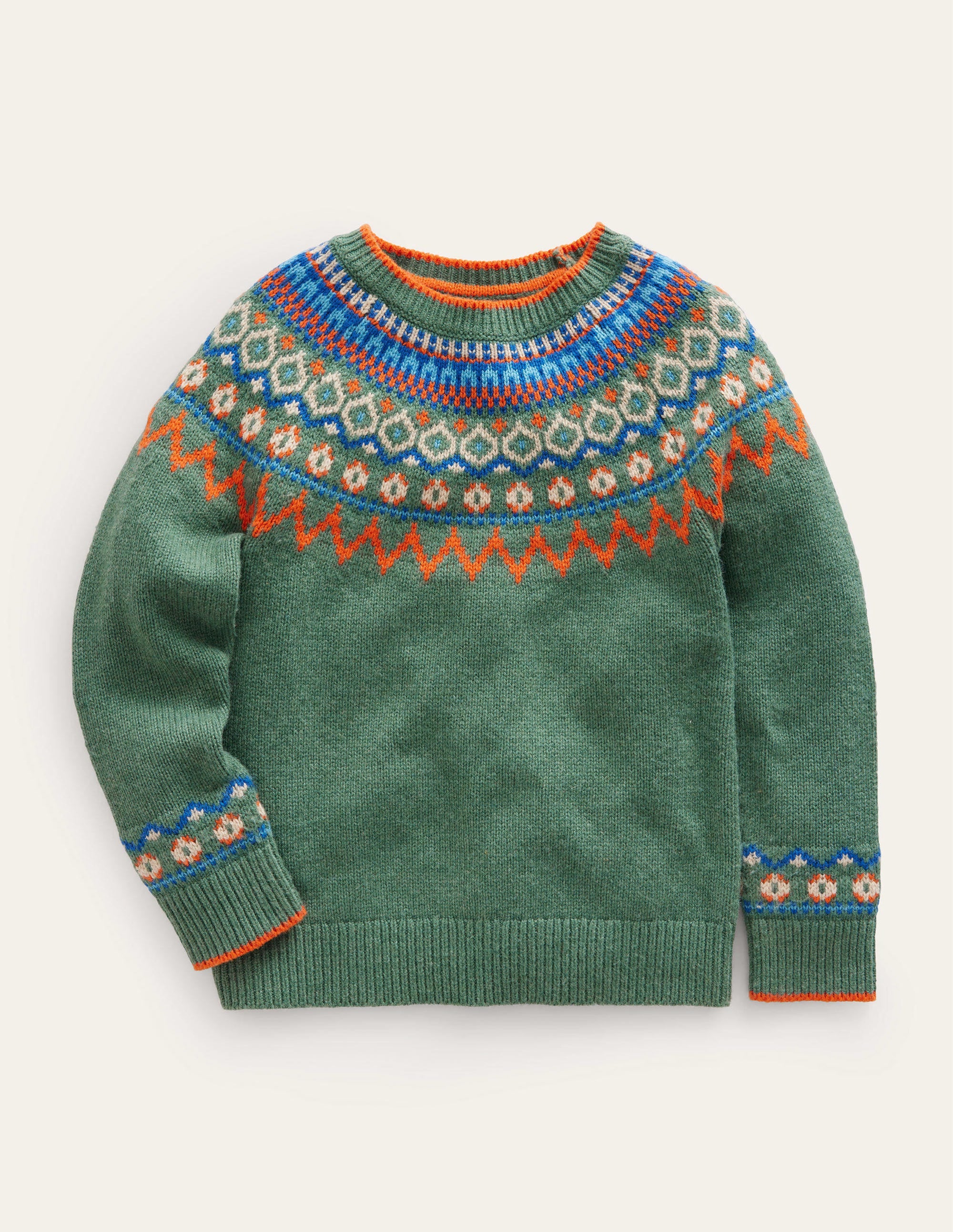 Fair-Isle-Pullover mit Muster-Monster-Grün Meliert - Image 1