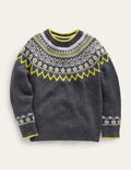 Fair-Isle-Pullover mit Muster-Anthrazit Meliert