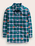 Besticktes Flanellhemd-Vichy-Karos Fuchs