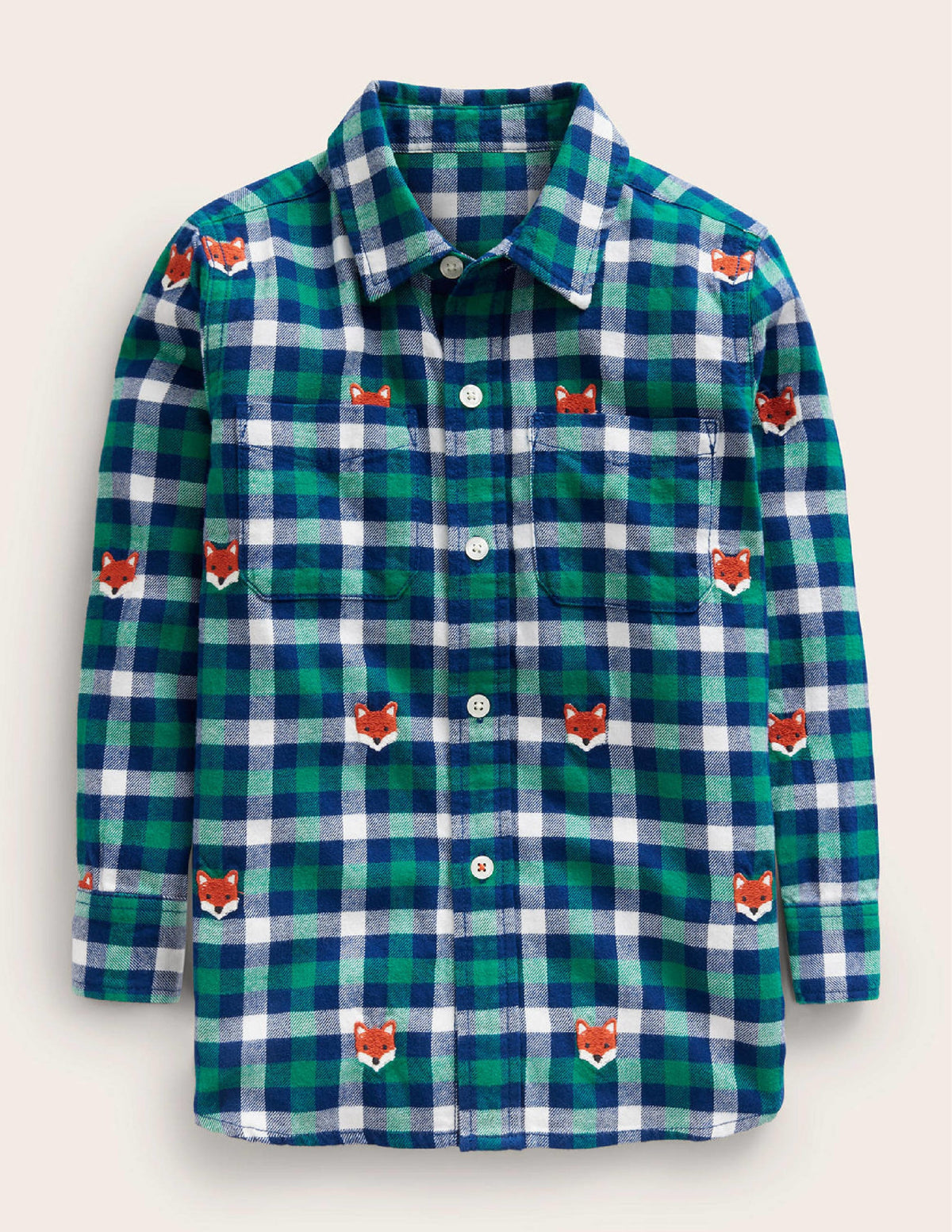 Besticktes Flanellhemd-Vichy-Karos Fuchs-1