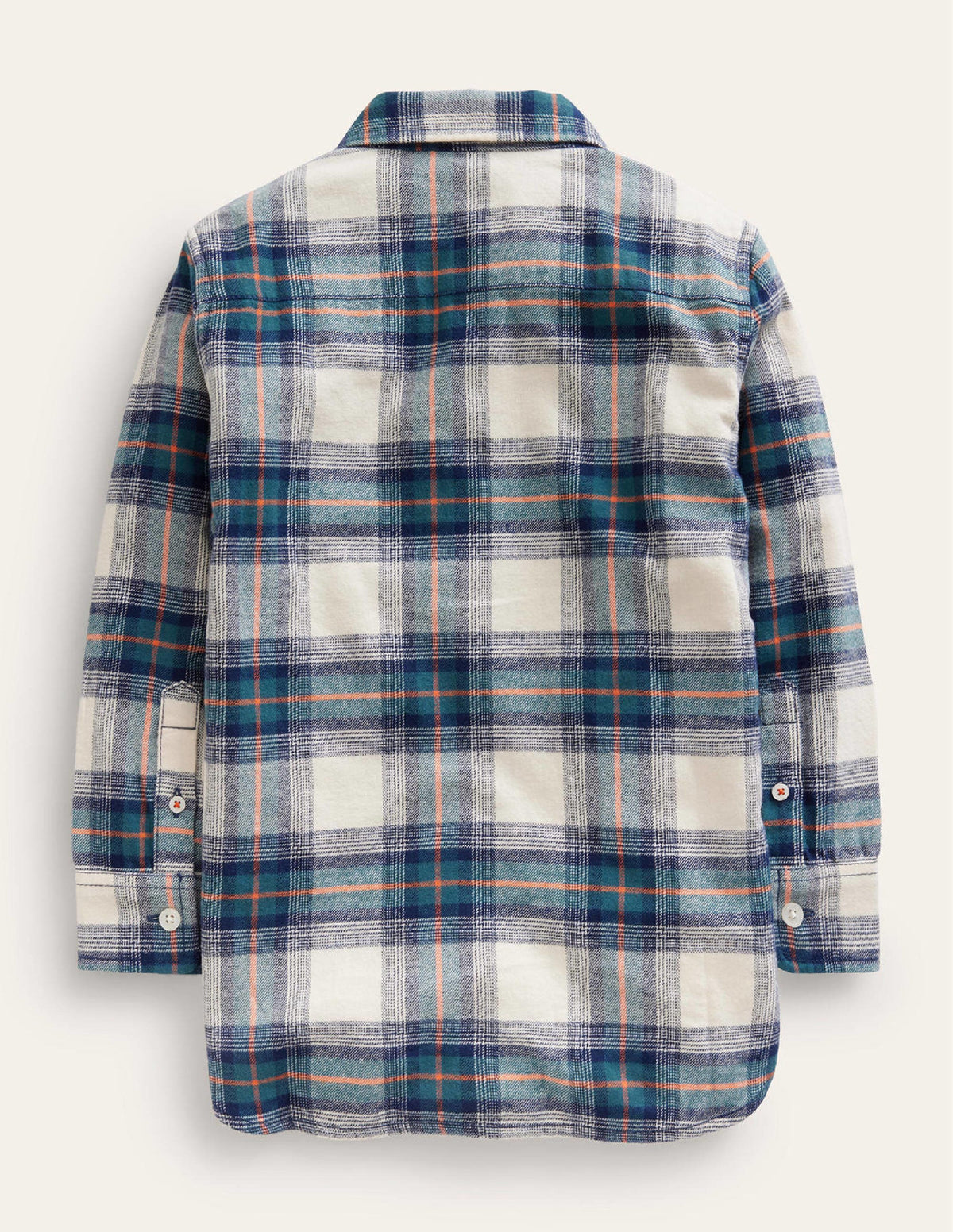 Hemd aus gebürstetem Flanell-Marineblau / Blaugrün / Orange Kariert - Image 2