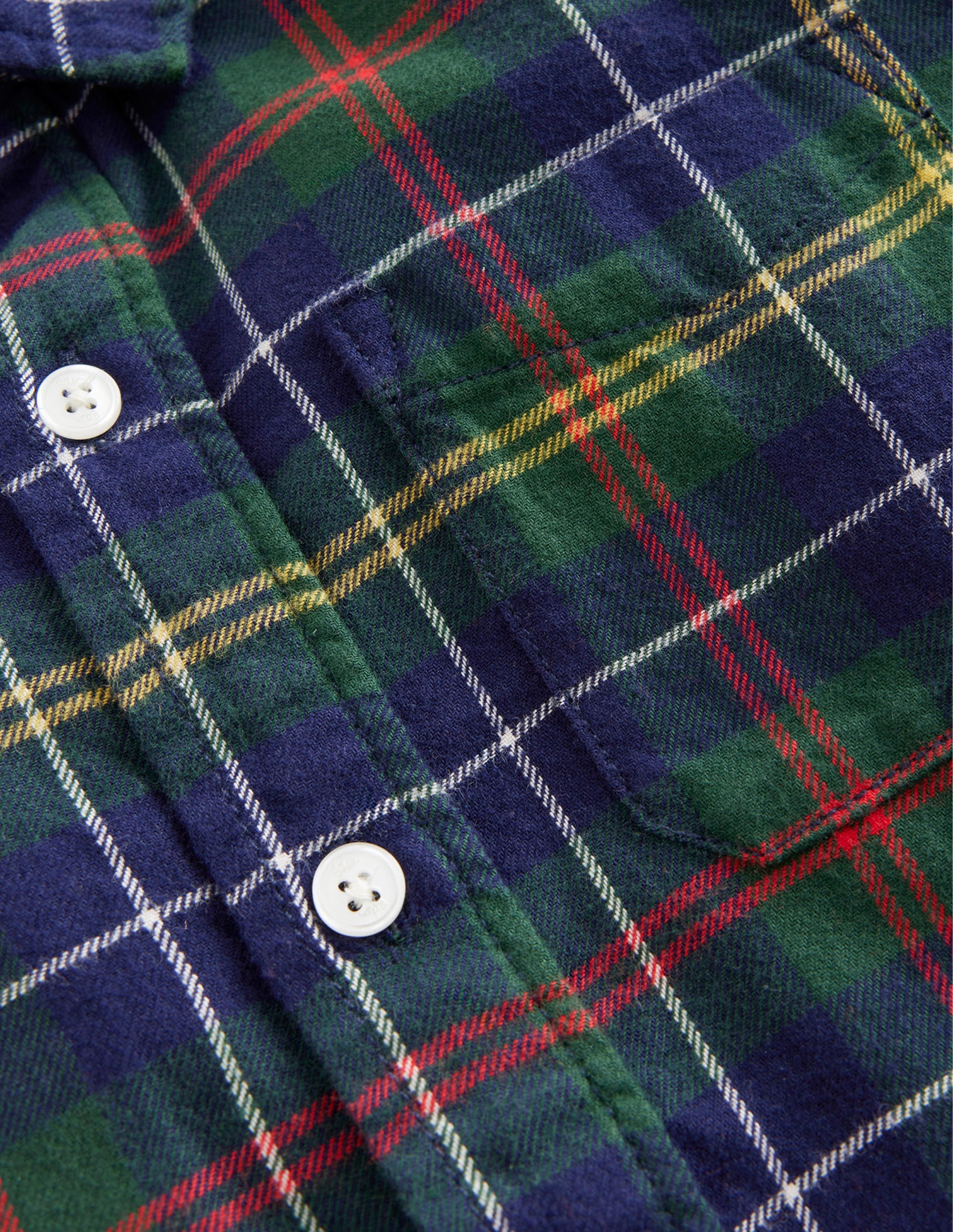 Brushed Flannel Shirt-Green / Navy / Yellow Check - Image 3