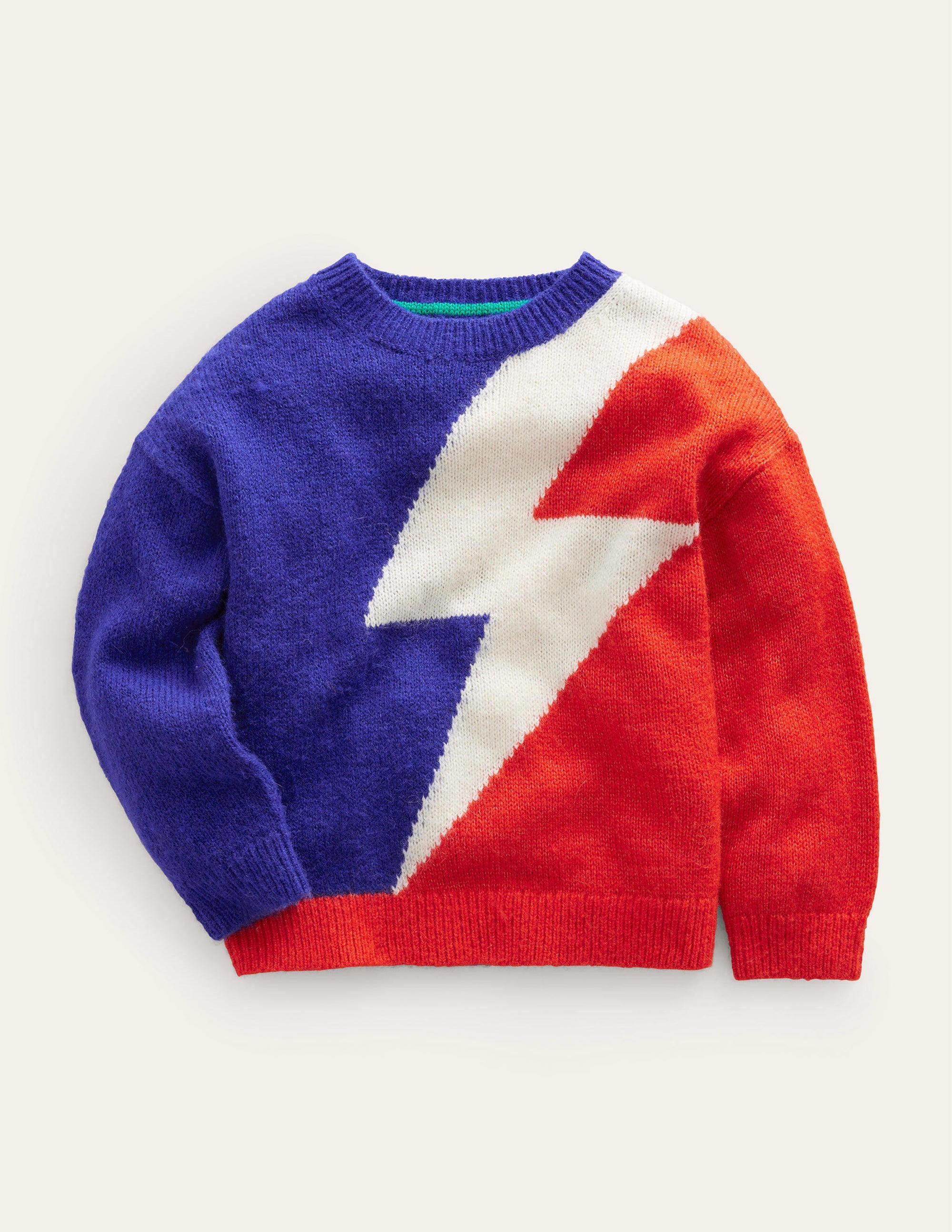 Pullover mit leuchtendem Blitz-Blaugrün/Dahlienrot - Image 1