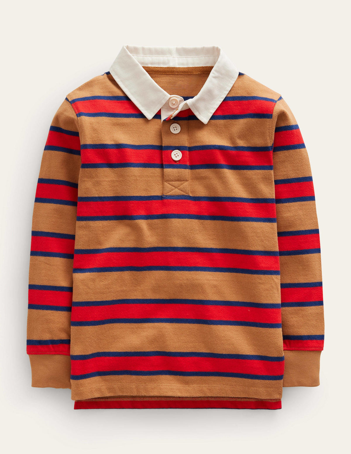 Maillot de rugby intemporel-Marron caramel/rouge - Image 1