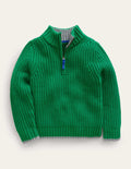 Breiter Pullover mit Halbreißverschluss-Tiefgrün