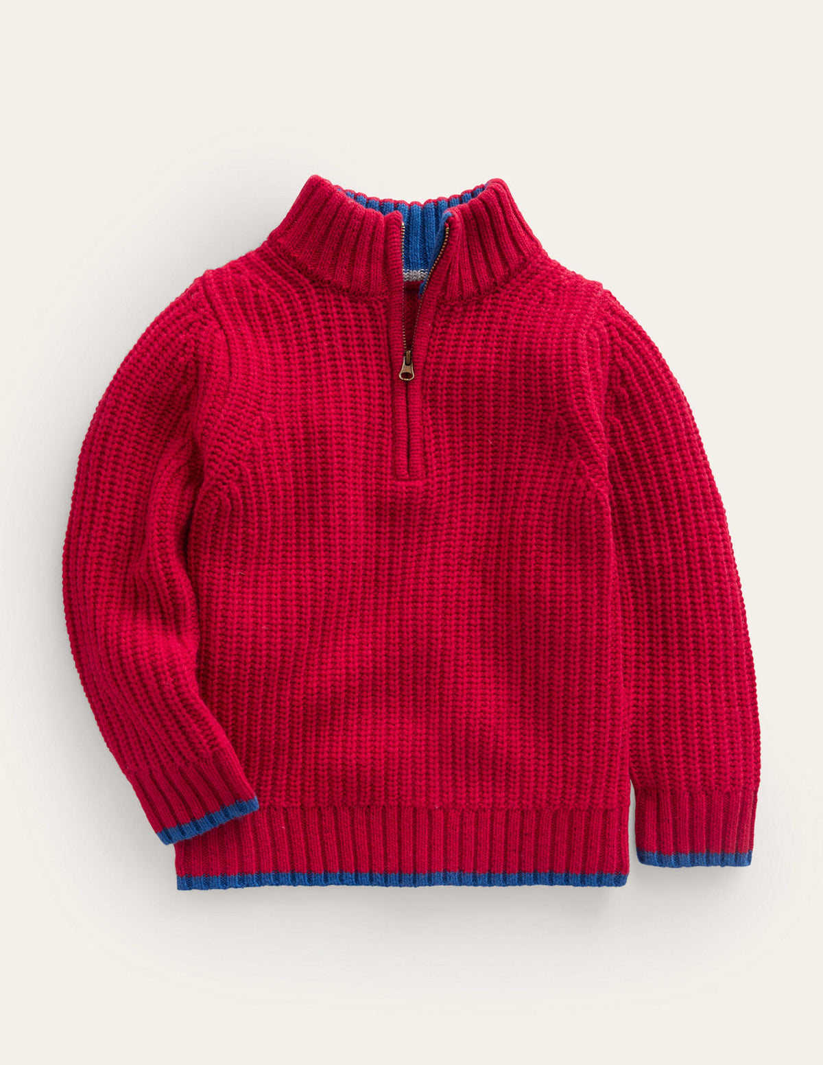 Breiter Pullover mit Halbreißverschluss-Rot - Image 1
