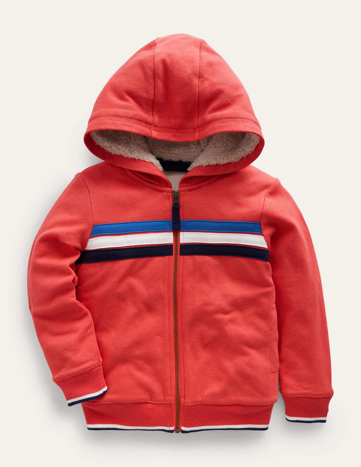 Kapuzenpulli mit Zottelfutter und Druck-Marmeladenrot-1