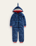 Gemütlicher Einteiler aus Fleece-Blauer Hai