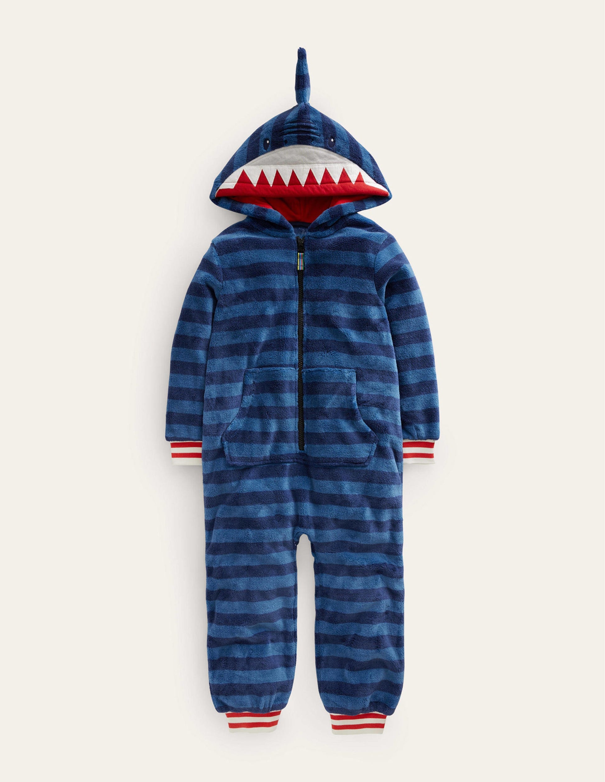 Gemütlicher Einteiler aus Fleece-Blauer Hai-1