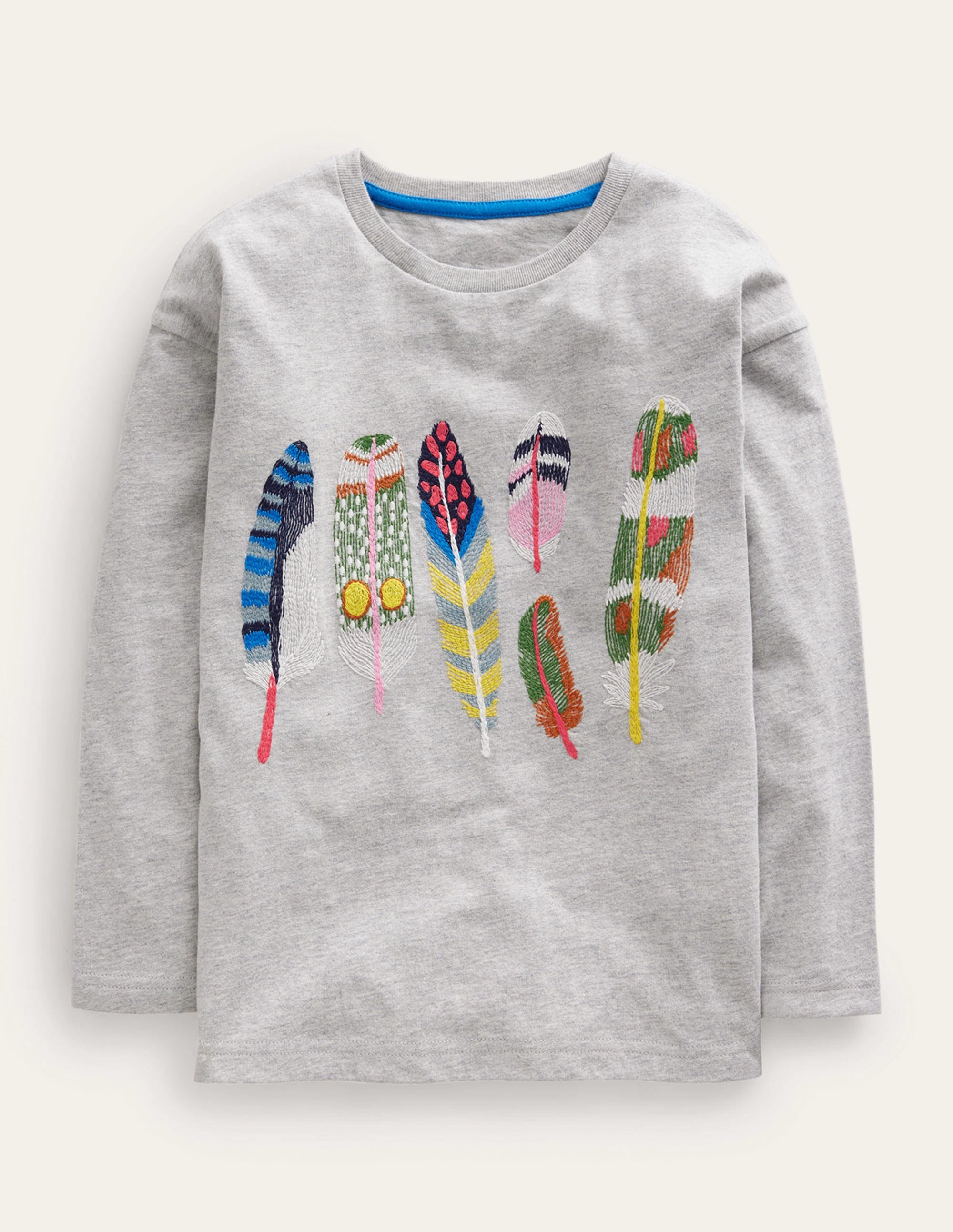 Feder-T-Shirt mit Superstitch-Grau Meliert - Image 1