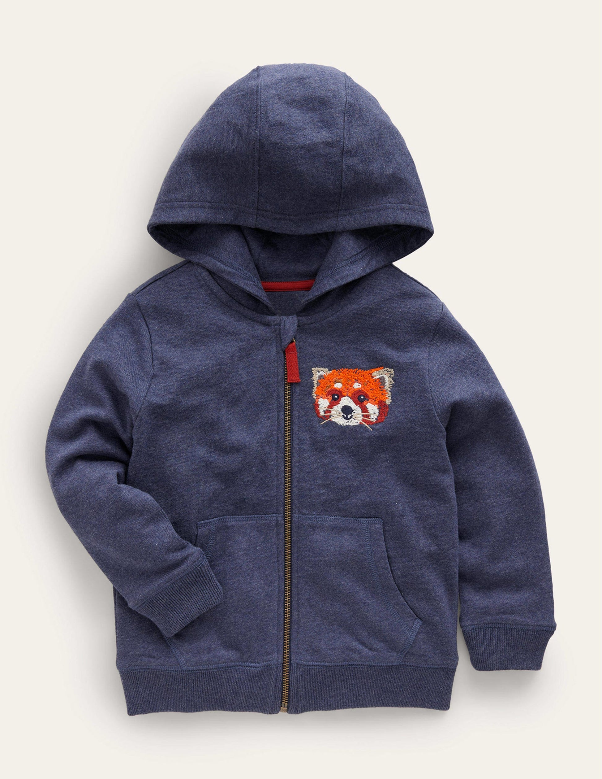 Hoodie mit durchgehendem Reißverschluss und Tiermotiv-Blau-Meliert Panda-1