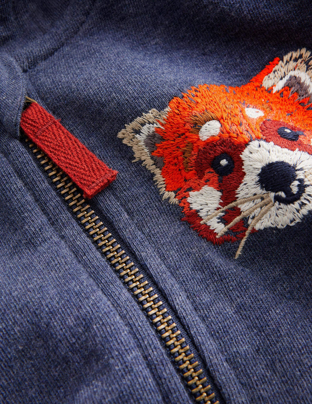 Hoodie mit durchgehendem Reißverschluss und Tiermotiv-Blau-Meliert Panda-3