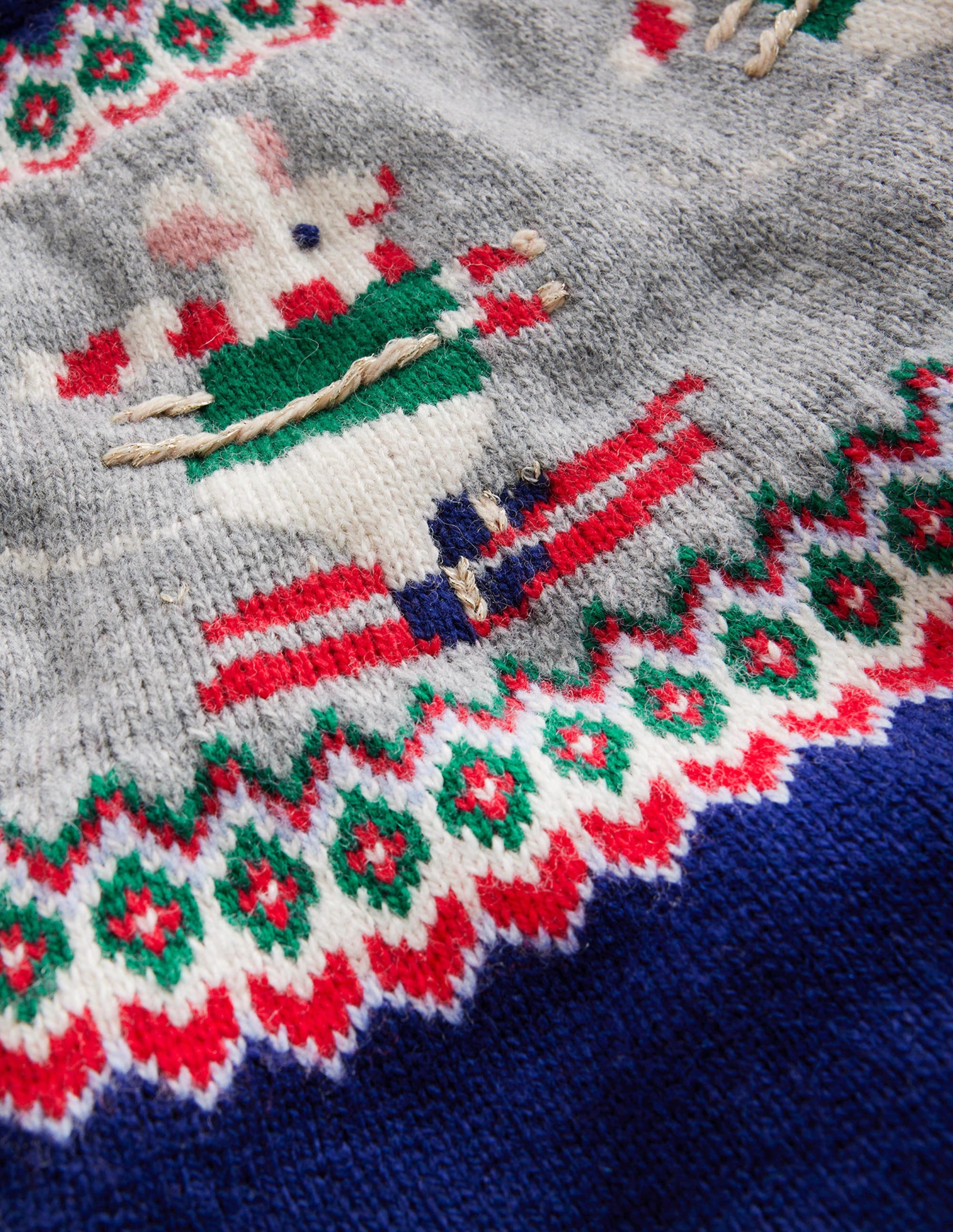 Pull motif jacquard fantaisie-Souris à skis bleu marine foncé - Image 3