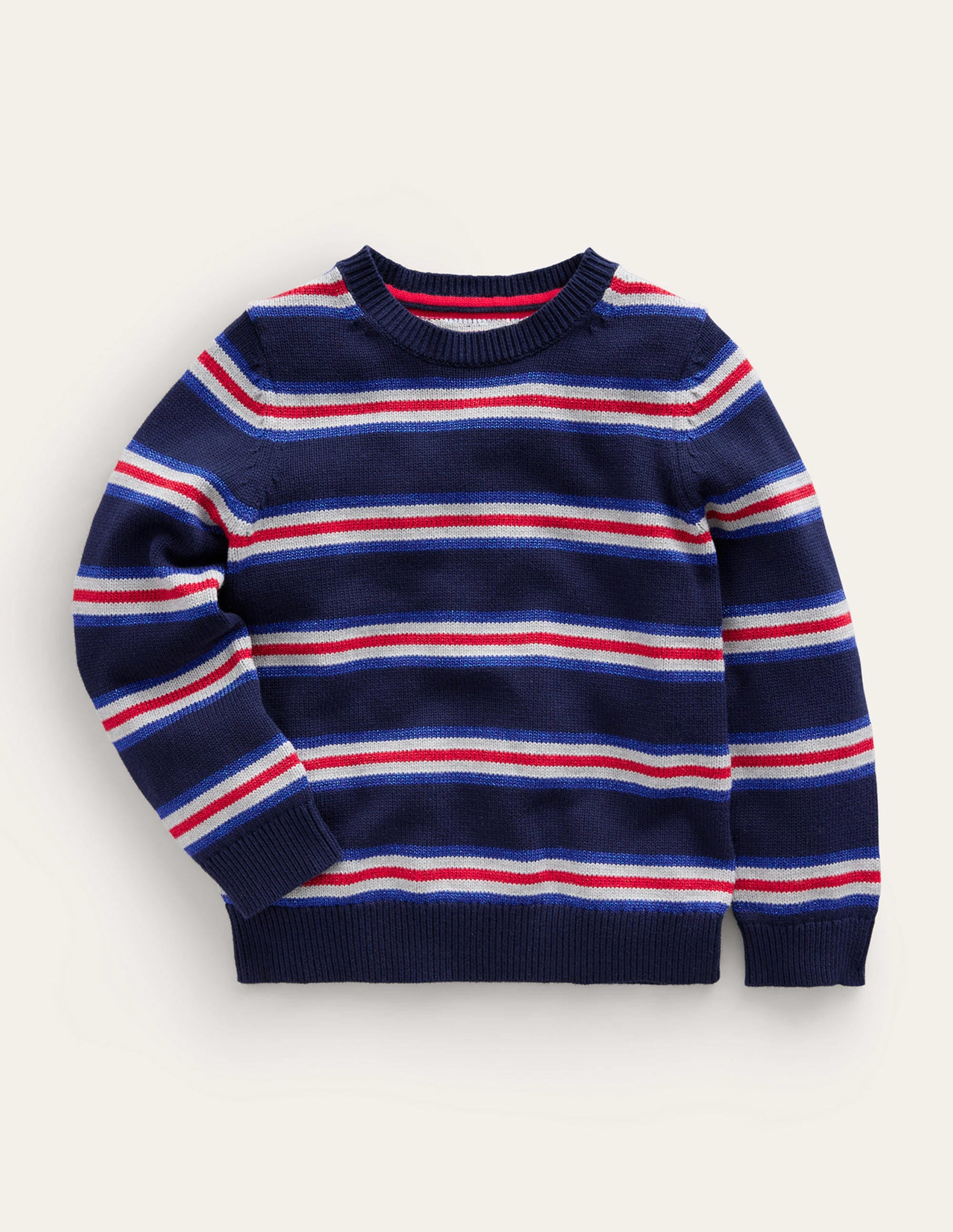 Pullover mit Glitzerstreifen-Französisches Marineblau Gestreift - Image 1