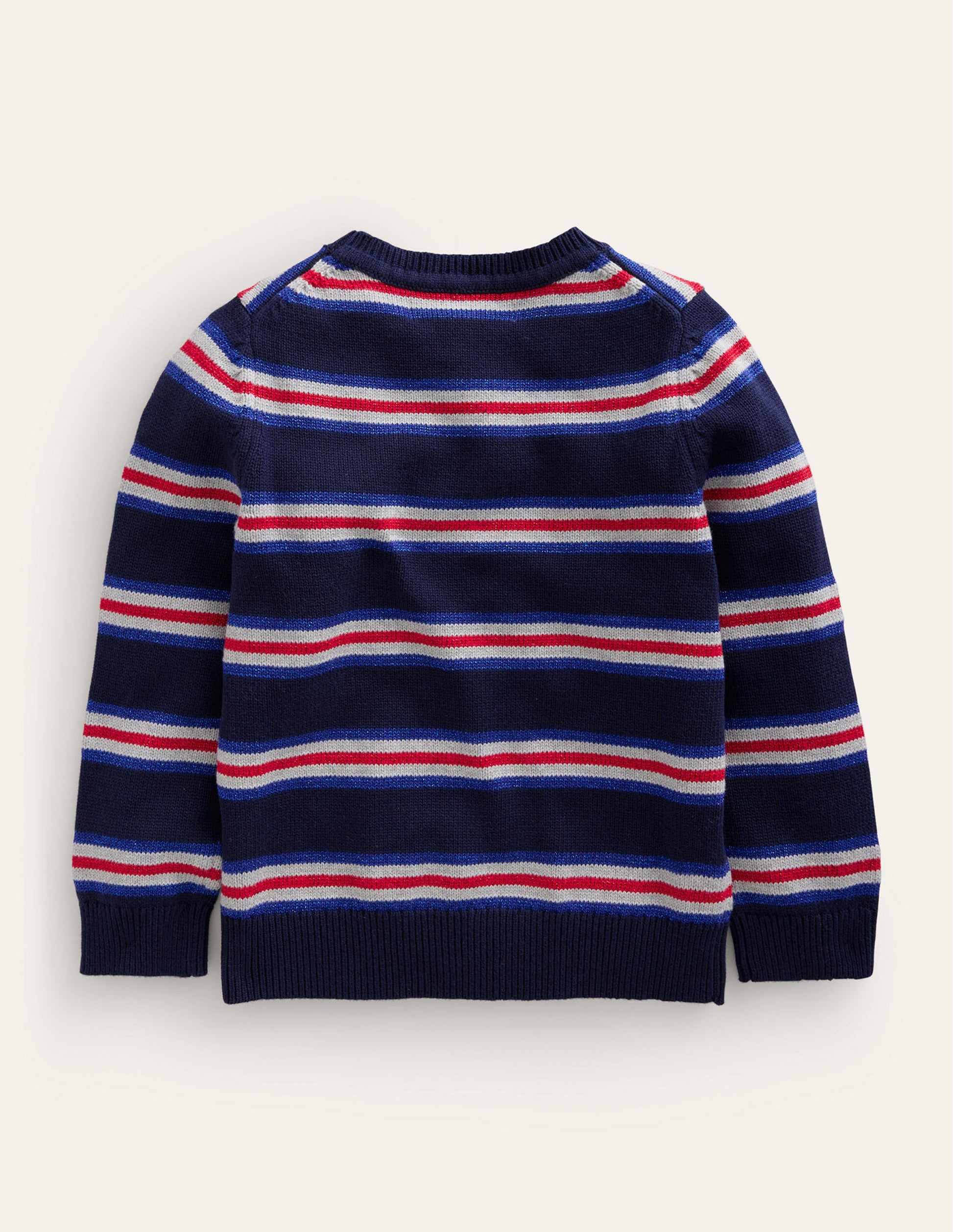 Pullover mit Glitzerstreifen-Französisches Marineblau Gestreift-2