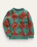 Argyle-Pullover-Rauchgrün