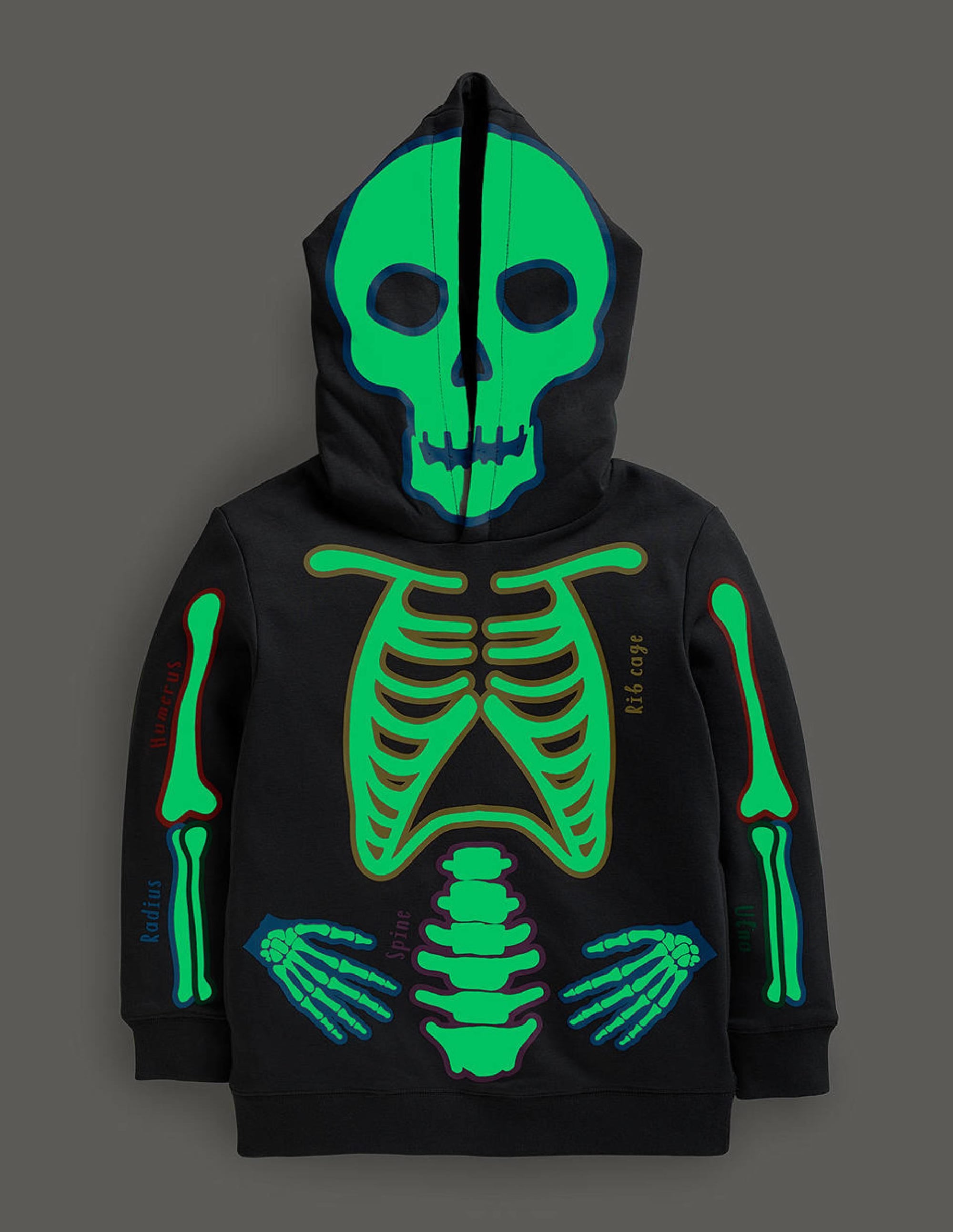 Leuchtender Halloween-Skelett-Kapuzenpulli-Rauchgrau Leuchtendes Skelett - Image 4