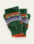 Fair-Isle-Strickfäustlinge-Monster Grün