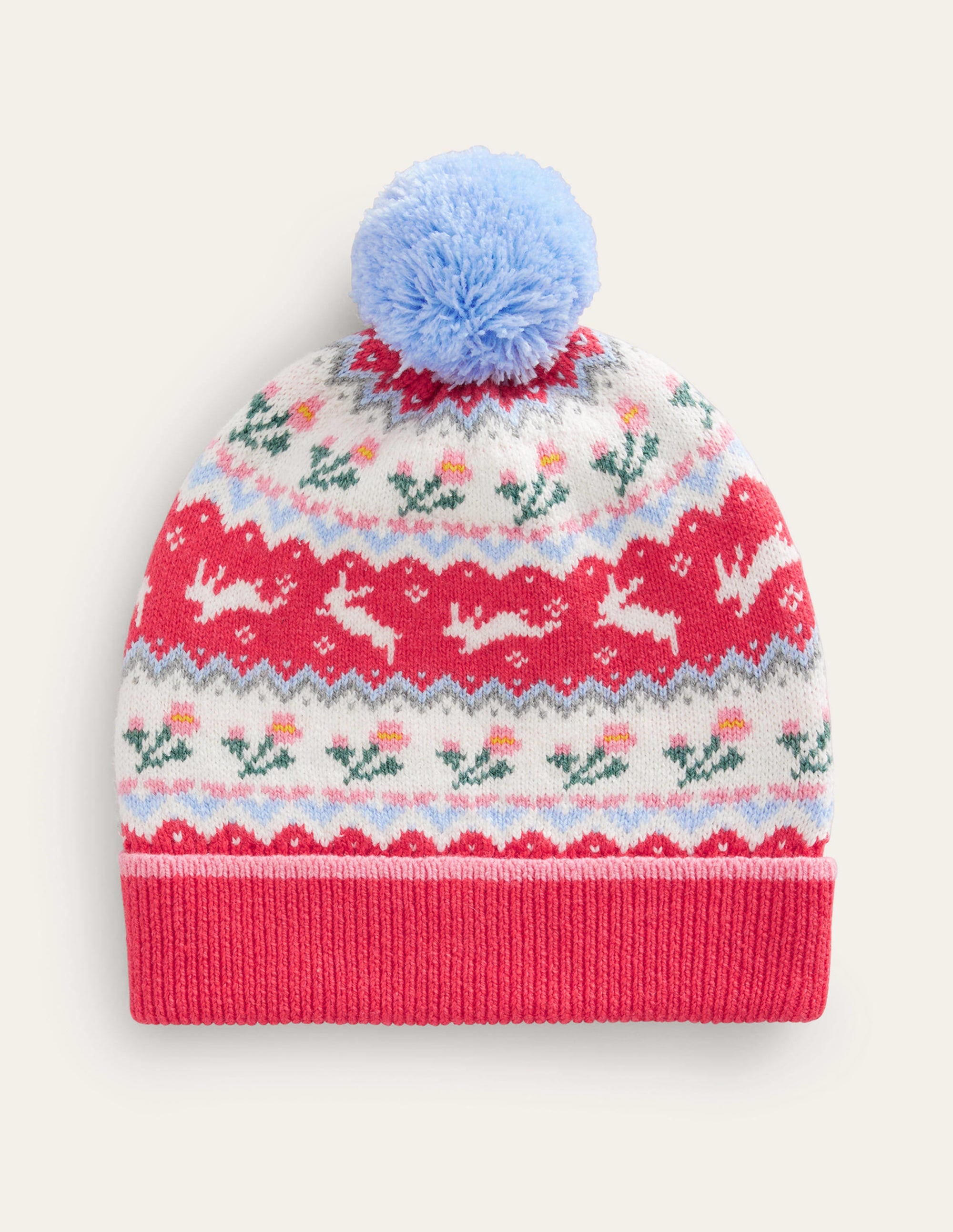 Fair-Isle-Strickmütze-Zuckerwattenrosa - Image 1