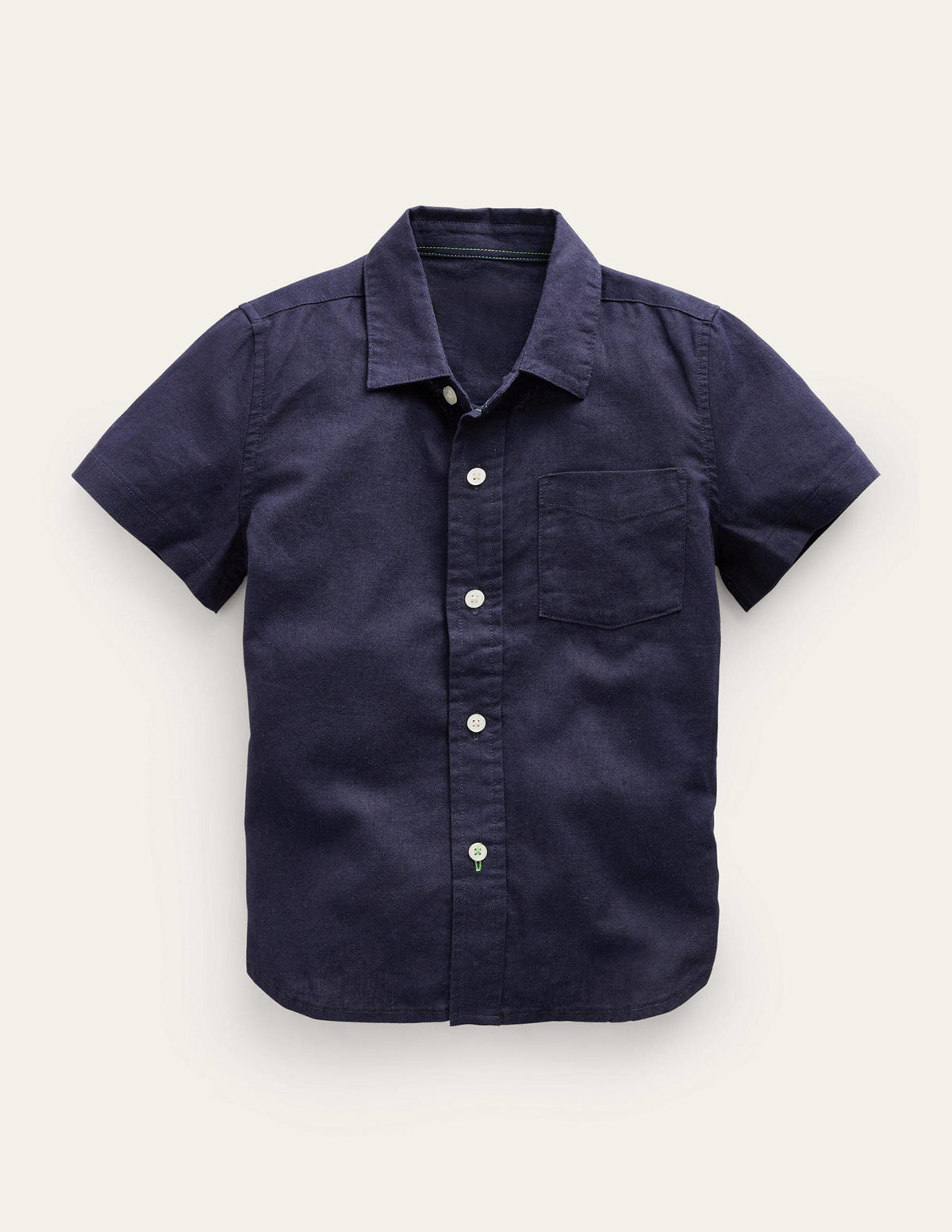 Chemise en coton et lin-Bleu Marine, Petits Pois - Image 1
