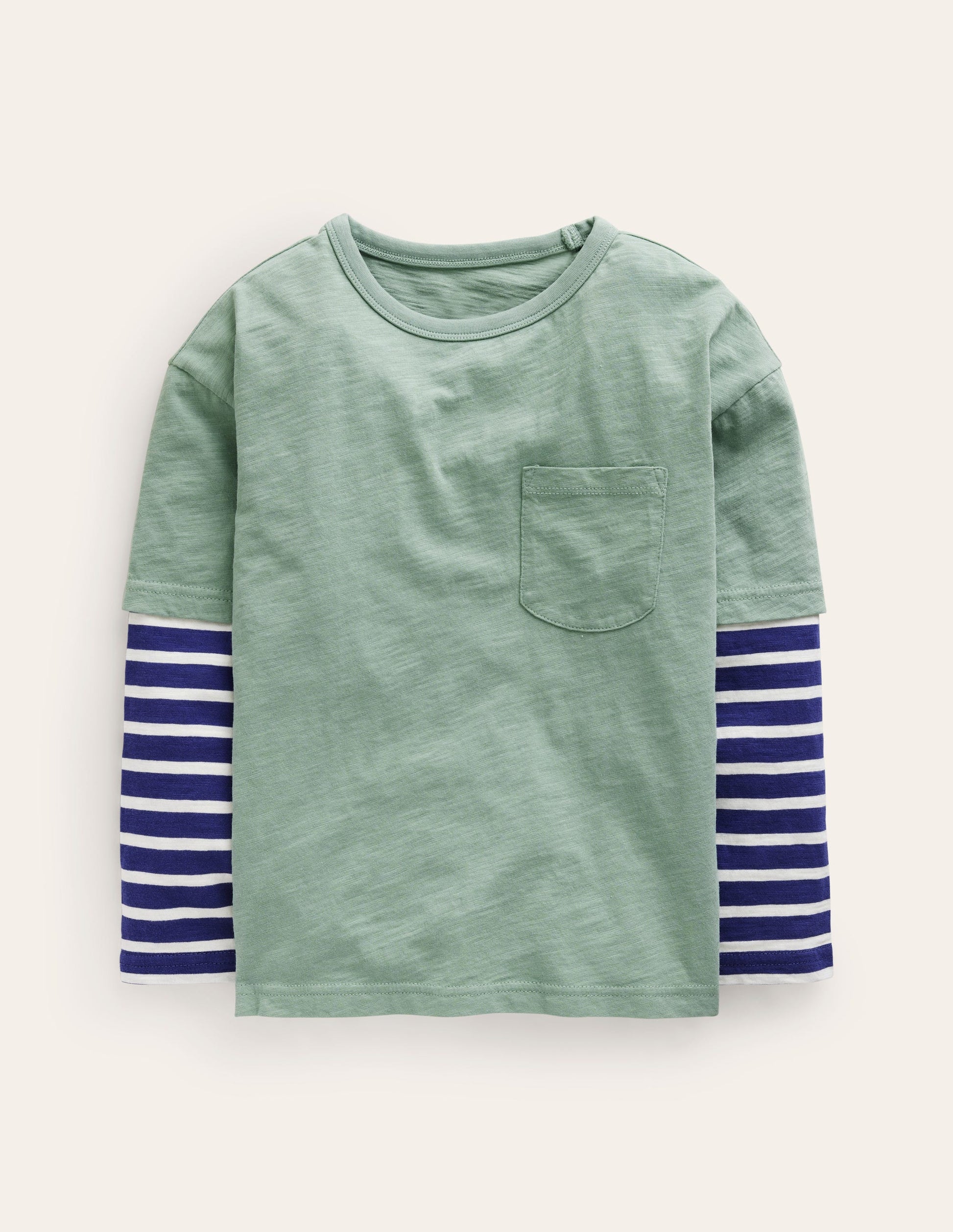 Langärmliges T-Shirt im Lagenlook-Rauchgrün-1