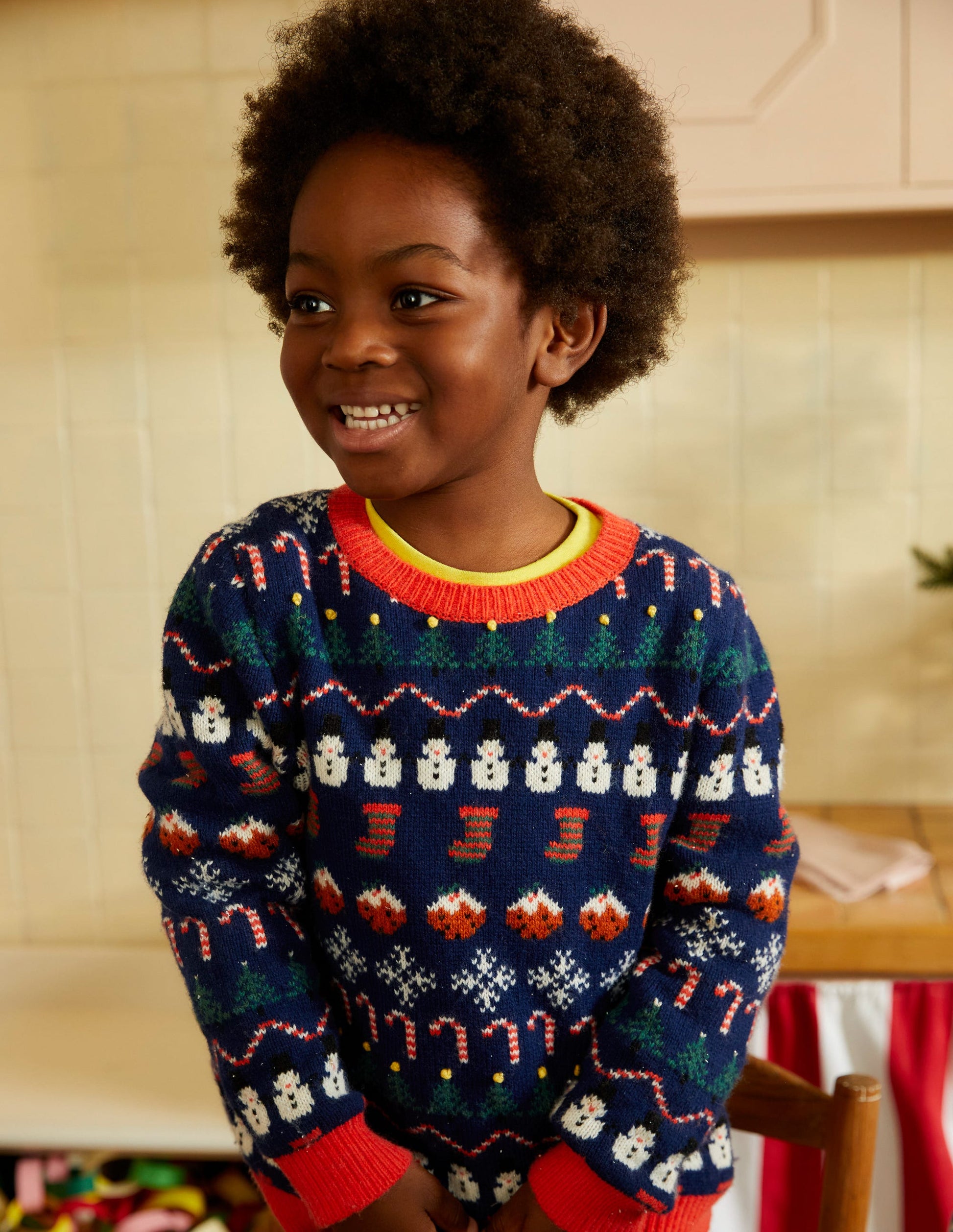 Weihnachtlicher Fair-Isle-Pullover-Schuluniform-Marineblau-4