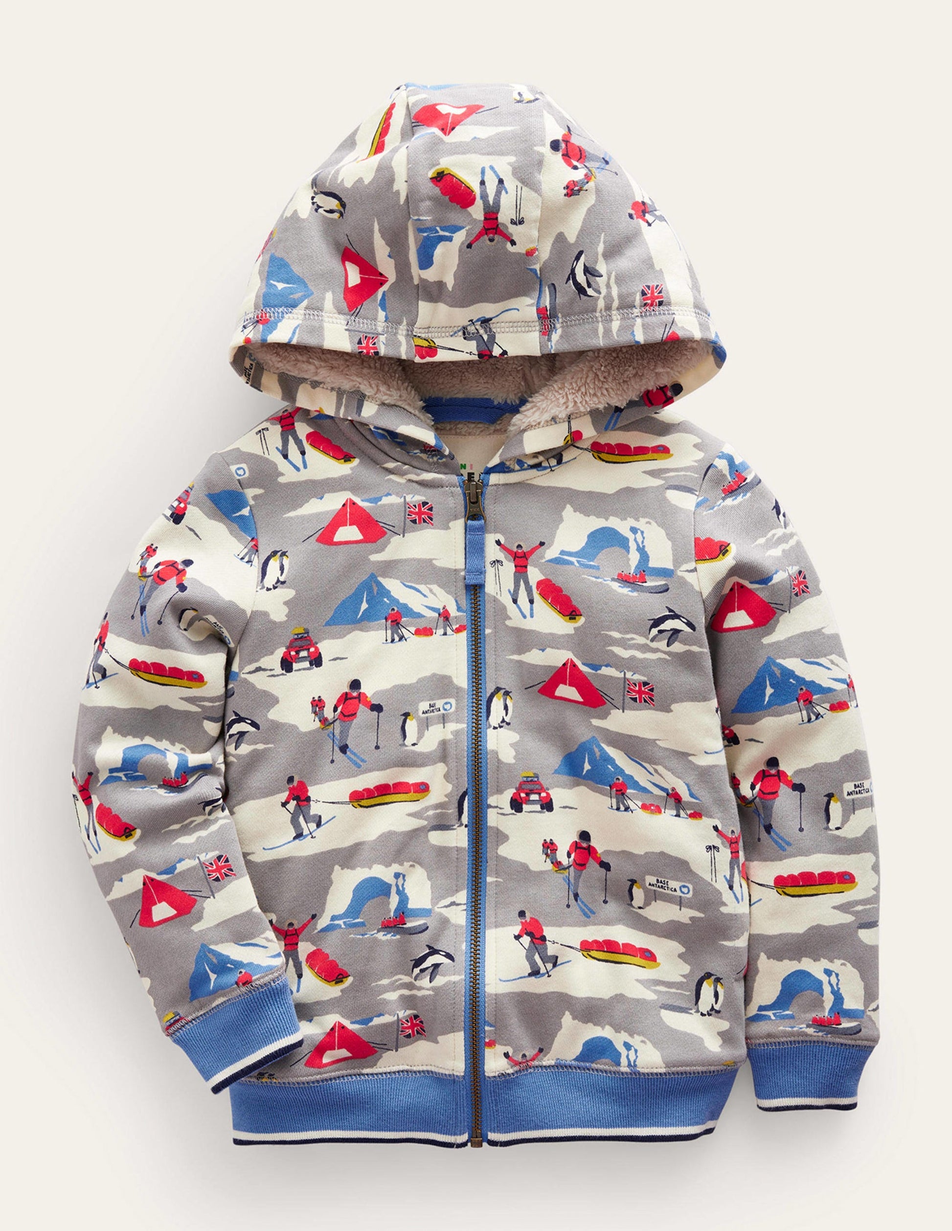 Sweat à capuche doublé et imprimé-Explorateur arctique gris-1
