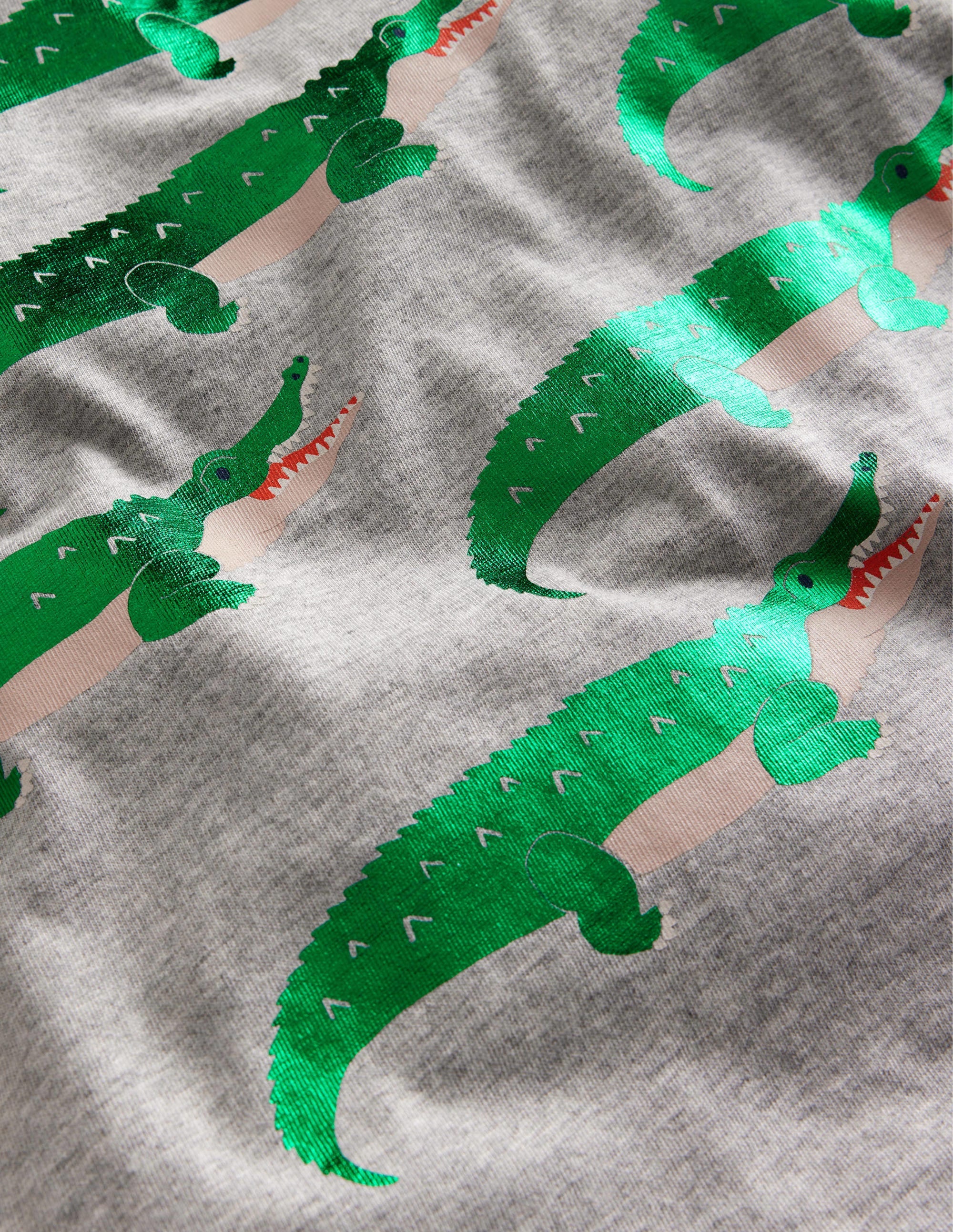 T-Shirt mit Foliendruck-Grau meliert Krokodil - Image 3
