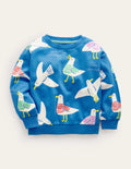 Superweiches, bedrucktes Sweatshirt-Directoire Blau Möwen