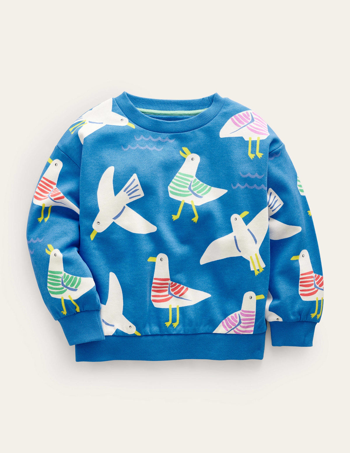 Superweiches, bedrucktes Sweatshirt-Directoire Blau Möwen-1