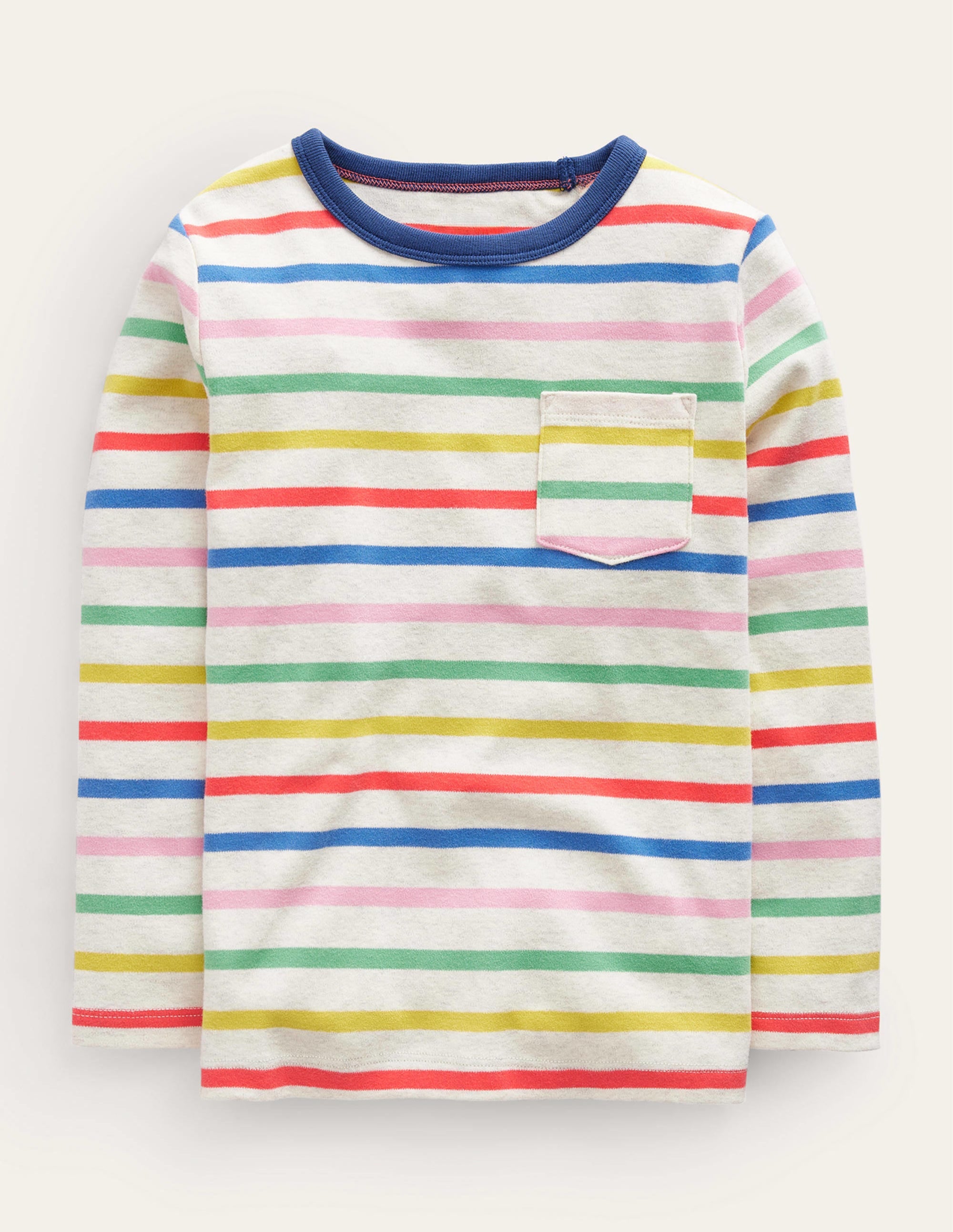 T-shirt manches longues ultra-doux-Rayé avoine chiné/multi - Image 1