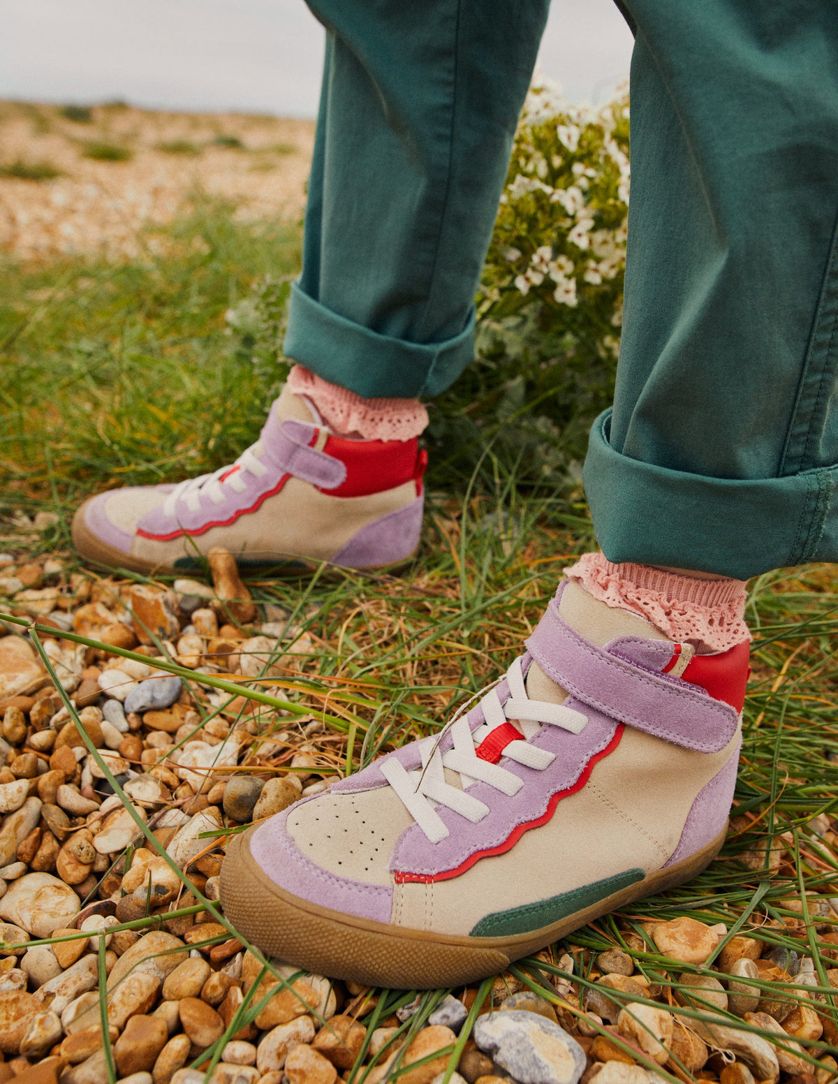 Hohe Sneaker aus Leder-Asternlila-3