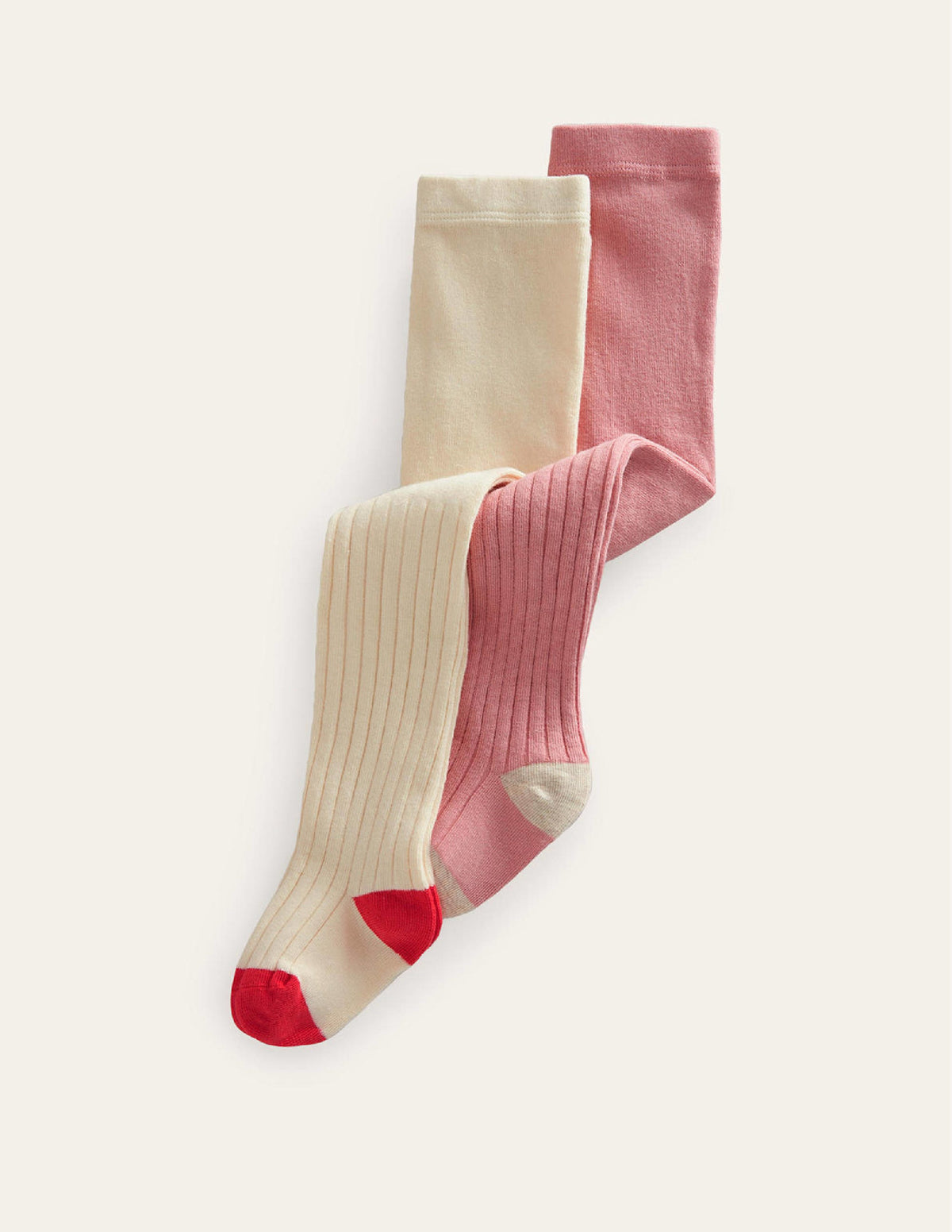 Gerippte Strumpfhosen im 2er-Pack-Ivory/Pink - Image 2
