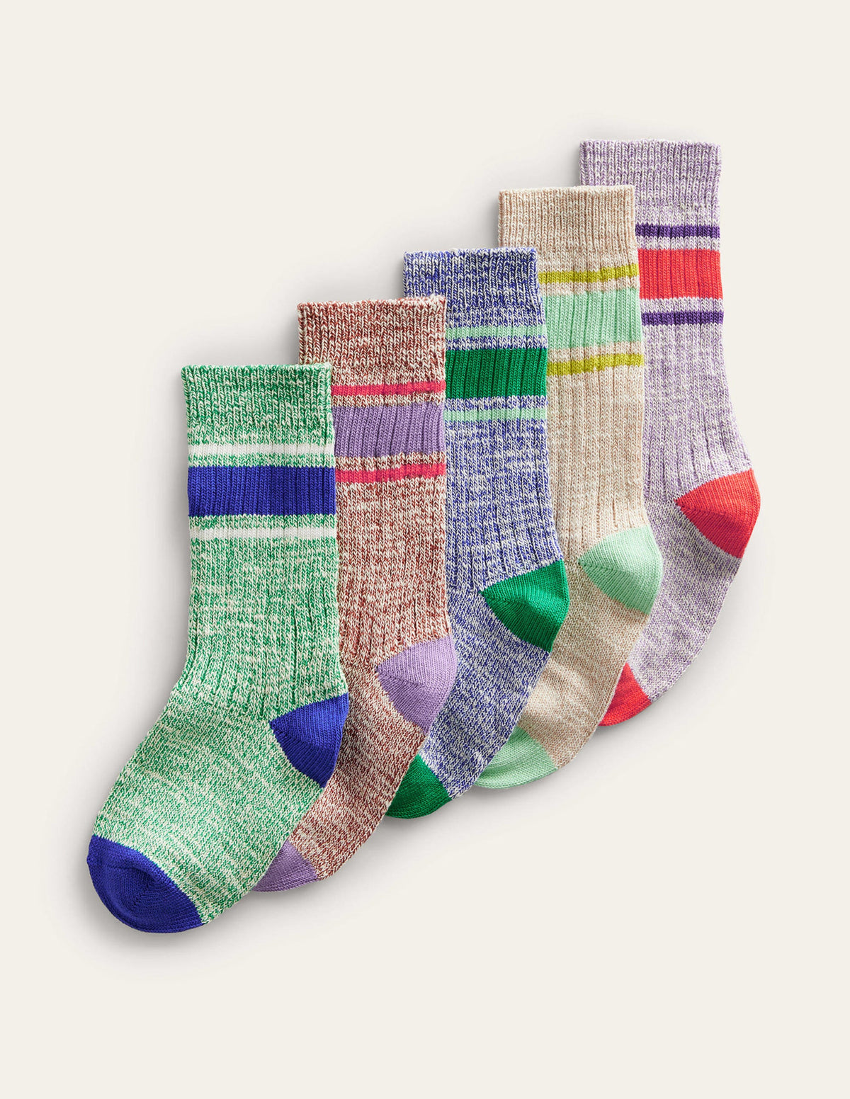 Grobgestrickte Socken im 5er-Pack-Bunt Gestreift - Image 1