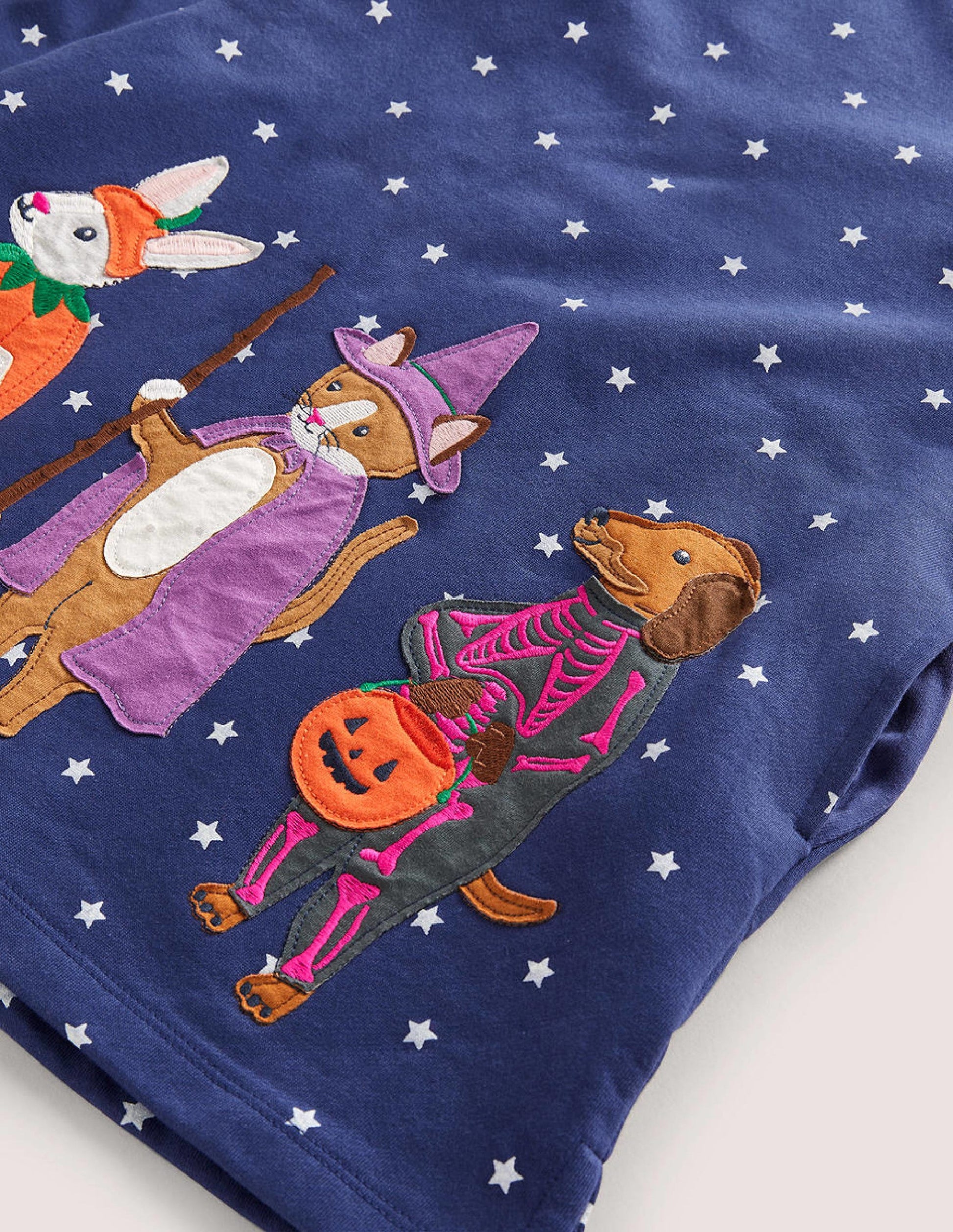 Navy Stars Halloween Sweatshirt Dress-Blau Stern Halloween Tiere-3