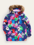 Wasserabweisende Allwetter-Jacke-Marineblau Floral