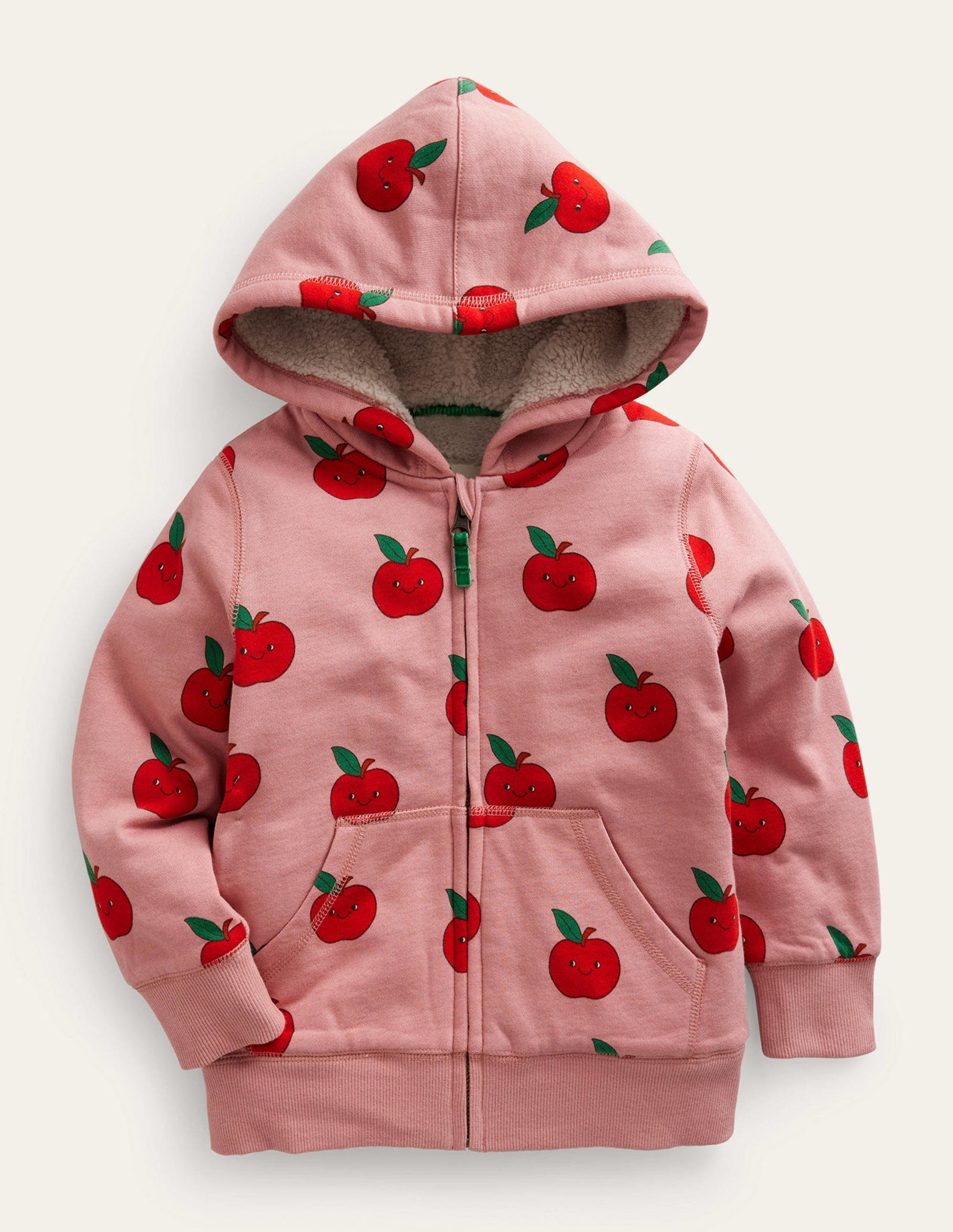 Kapuzenpulli mit Zottelfutter-Französisches Rosa Äpfel-1