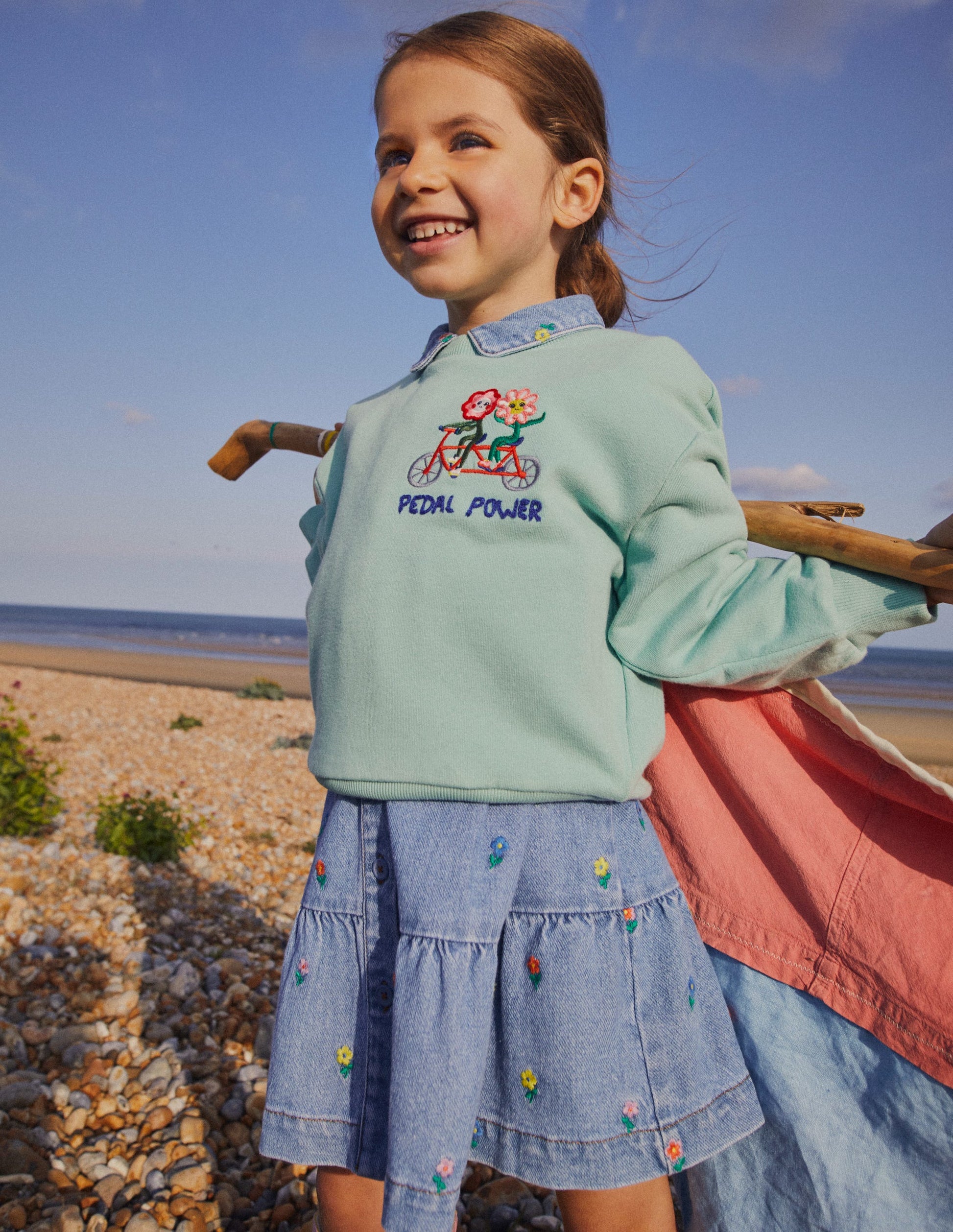 Originelles Vintage-Jeanskleid-Medium Vintage Denim Blumen-4