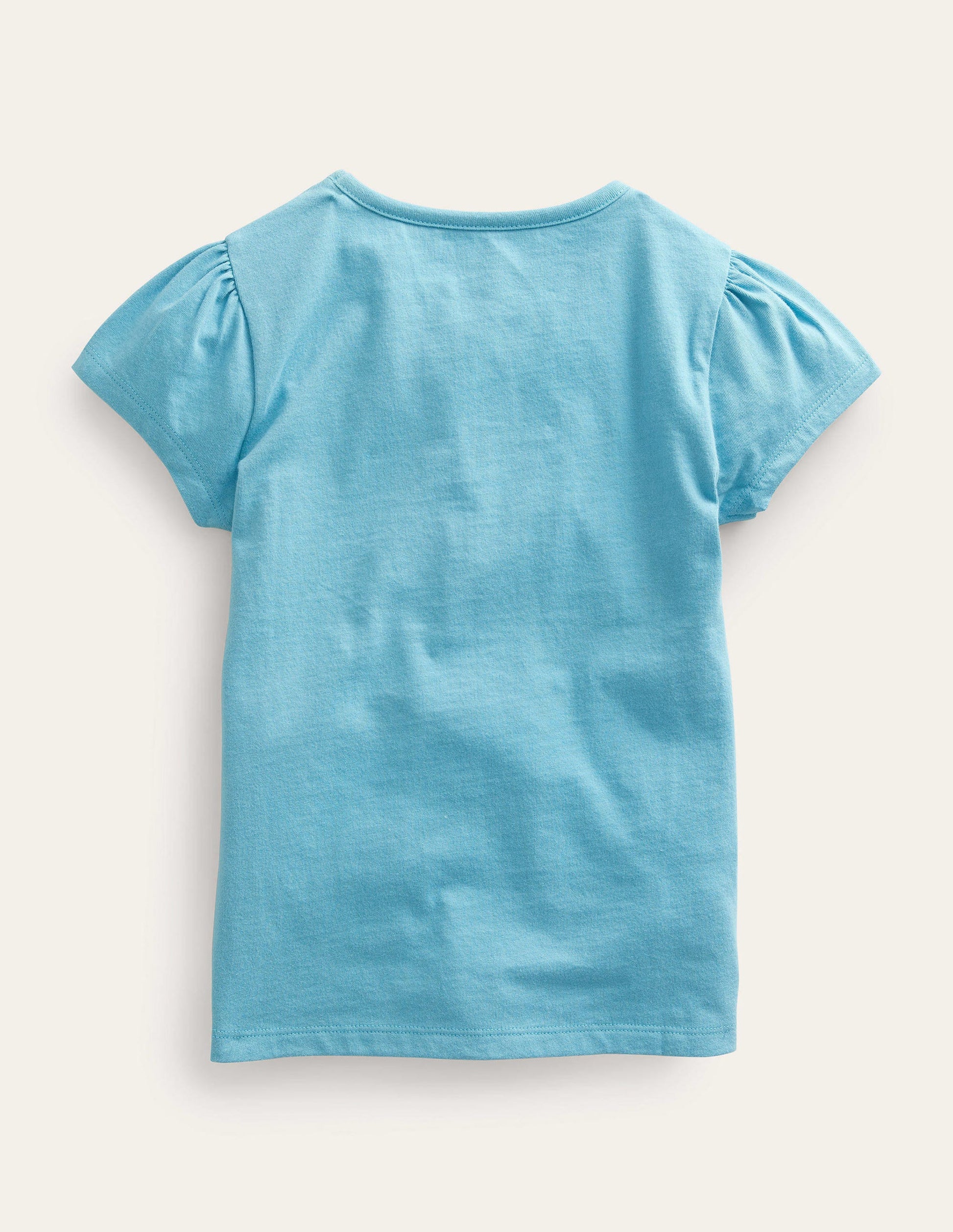 T-shirt à manches bouffantes et appliqué-Girafe bleu pied-d’alouette-2