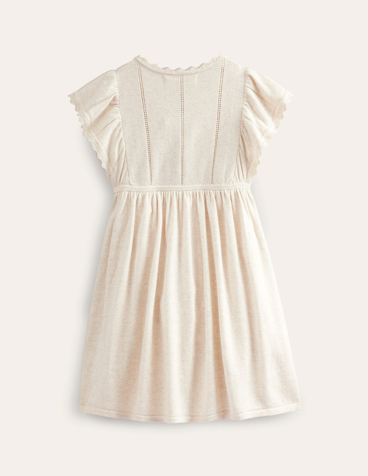 Texturiertes Häkelkleid-Beige Meliert-2